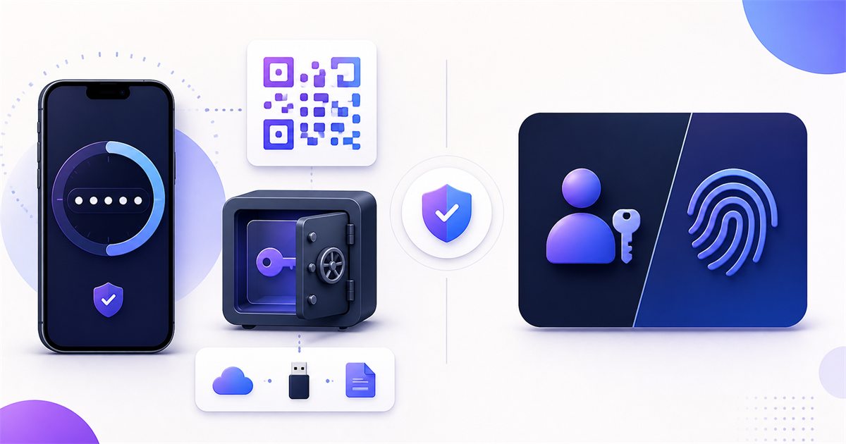 Authenticator device, protected TOTP secret, time ring and passkey comparison in a secure authentication workflow