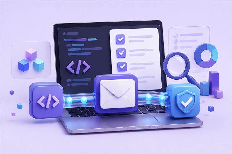 Developer testing email delivery, rendering and verification workflows