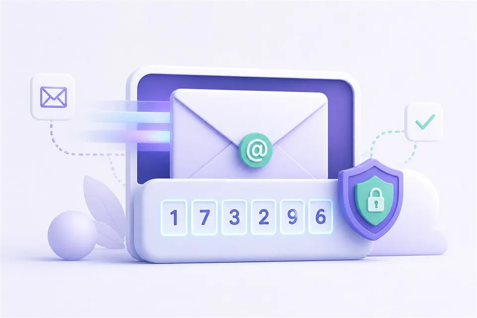 Email OTP verification code arriving in a private temporary inbox