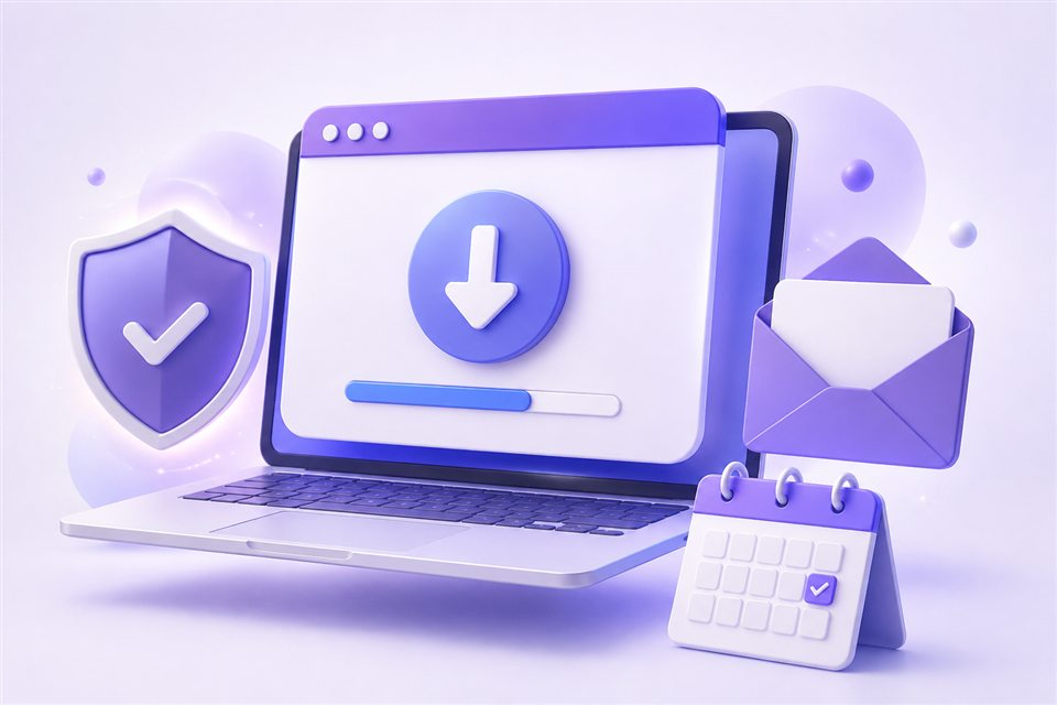 Protected software trial download and confirmation in a separate email inbox